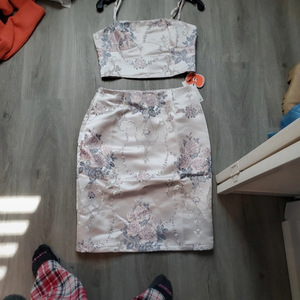 Cider Pastel Floral Skirt Set